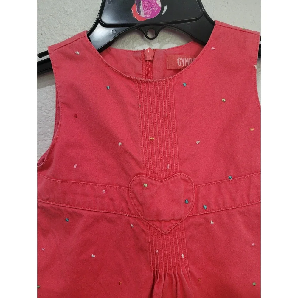 Gymboree Baby Girls 12-18M Coral Pink Embroidered Heart Sleeveless Dress 2004 #5